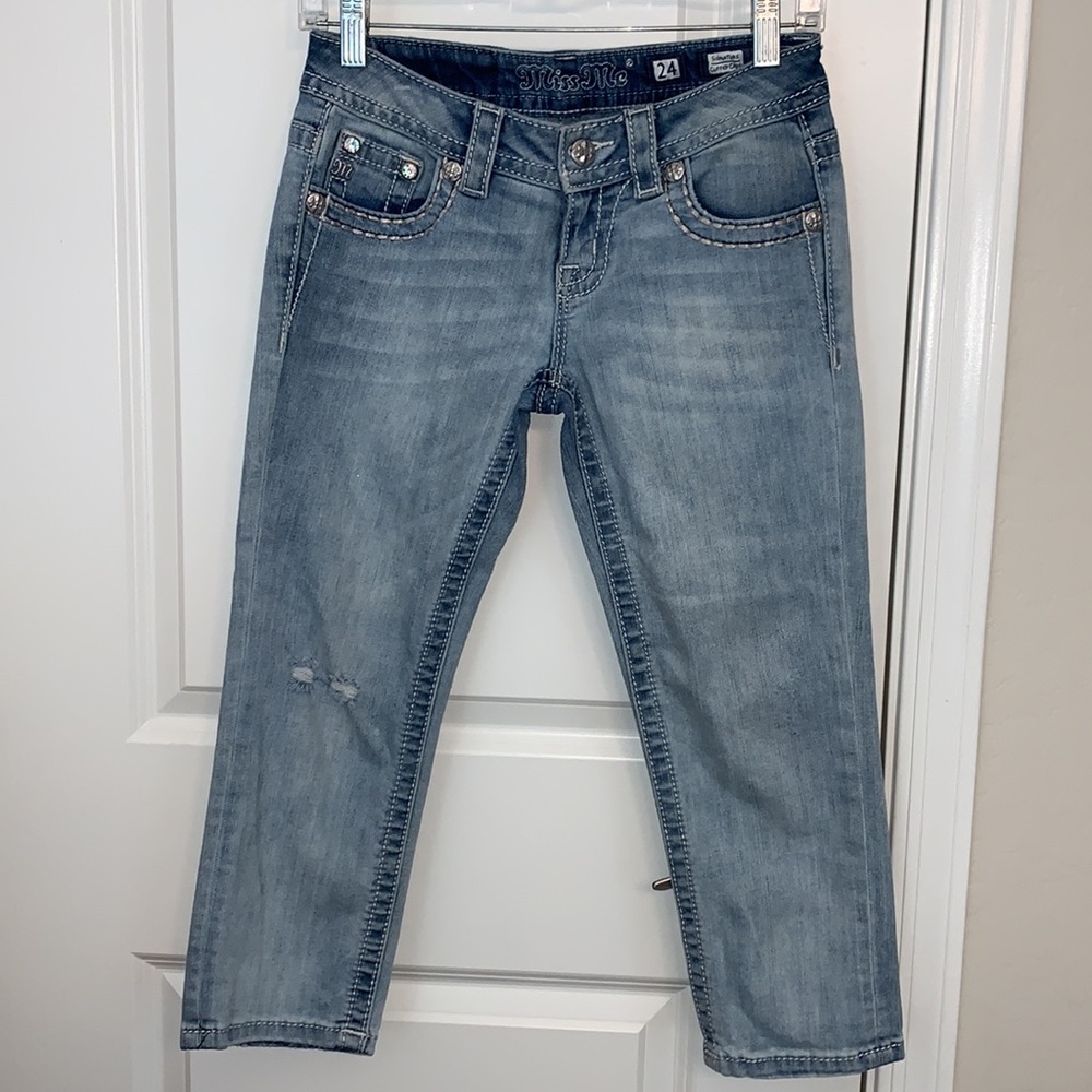 MISS ME BRAND NEW & BEAUTIFUL SIZE 24 CUFFED CAPRI JEANS - Picture 5 of 8